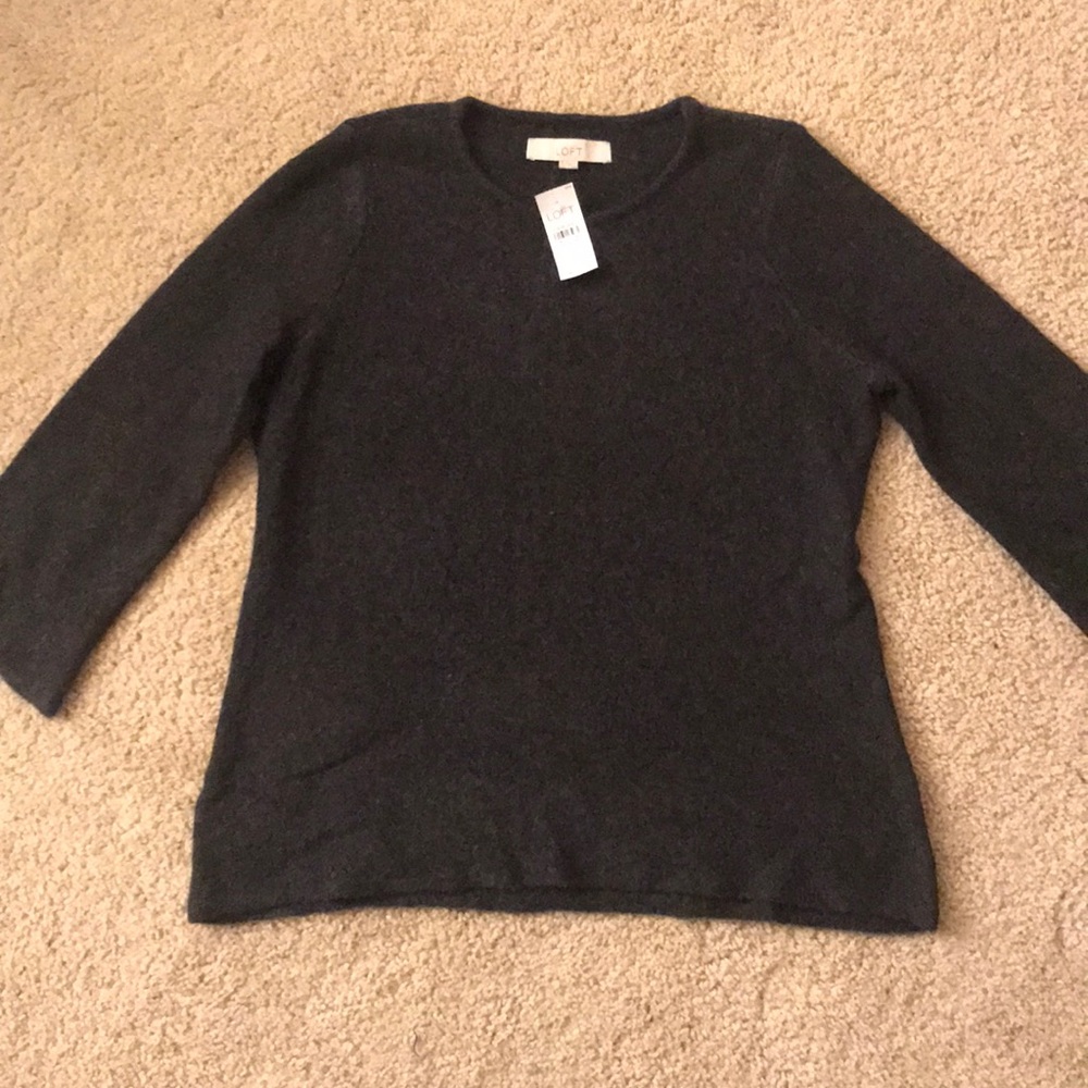 Loft dark gray sweater w bell sleeves, NWT
